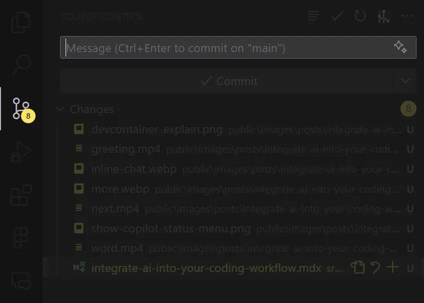 VSCode 的 Git 面板